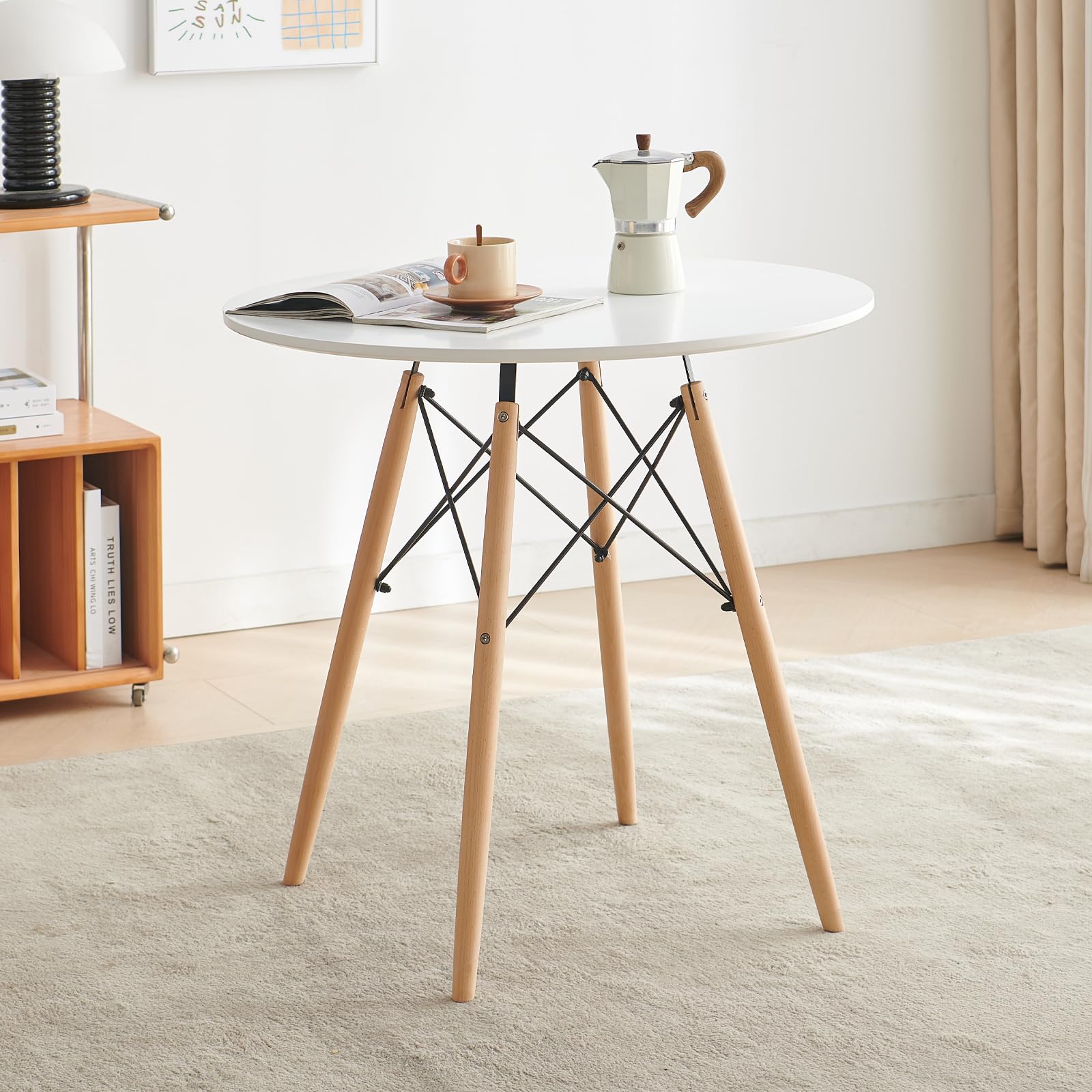 71dwpxVo3QL 4-Legged Round Dining Table - Image 1